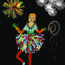 Rosie Flo's Night-time colouring book black paper firework dress