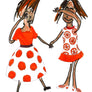 Rosie Flo's colouring book oranges dress