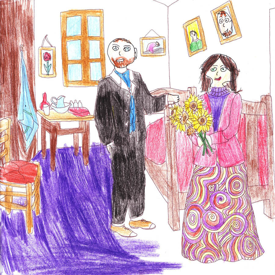 Van Gogh's bedroom colouring in